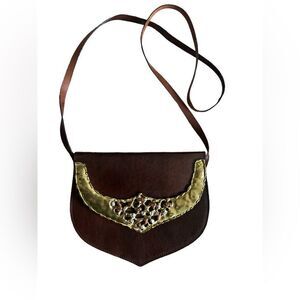 Vintage Marbella leather and metal purse with bronze, copper and a silver tone